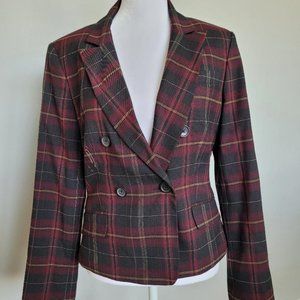 Express Navy/Burgundy Plaid Blazer